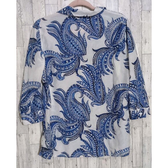Chico's Silk Blend Blouse‎ Paisley Button-Down Shirt Long Sleeve Sz 1 (Medium 8) - Picture 2 of 4